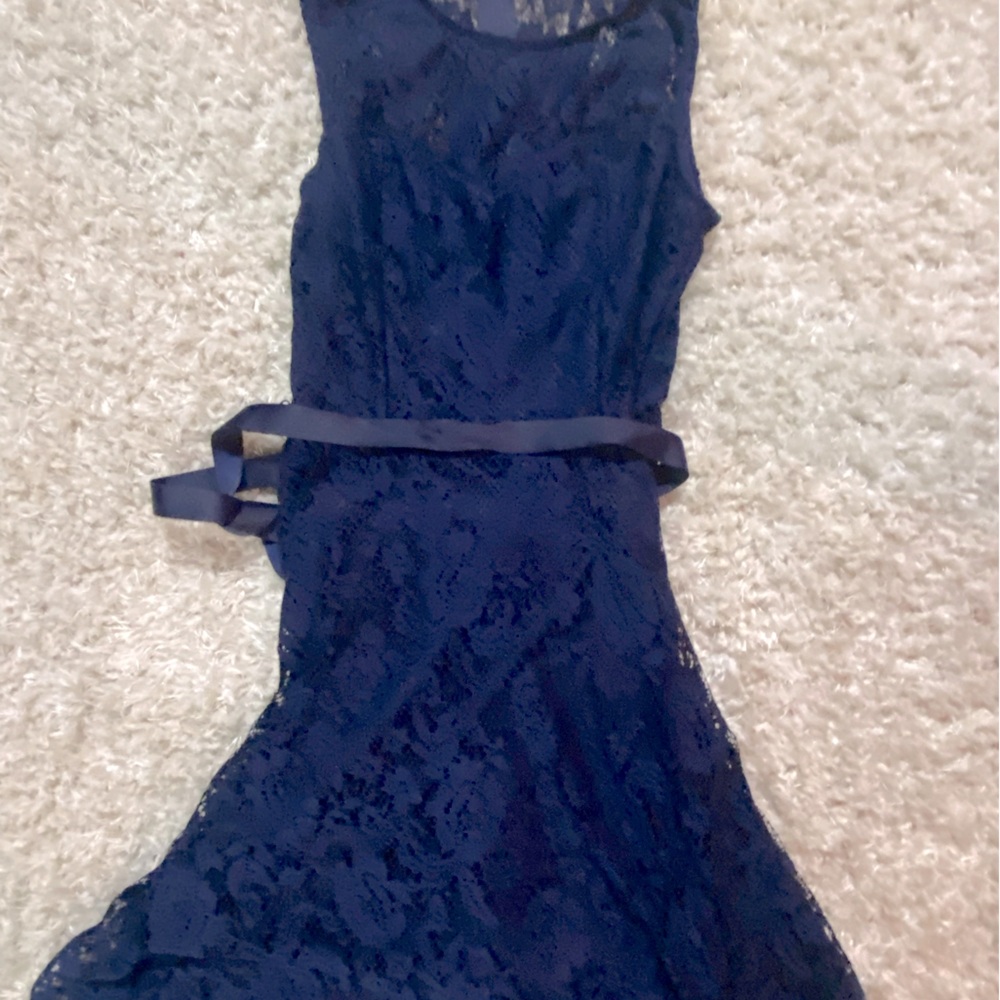 Blue lace cocktail dress